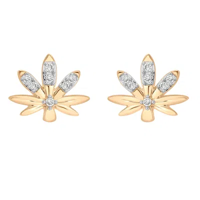 Miki & Jane Women's Gold Mary Jane Diamond Leaf Stud Earrings