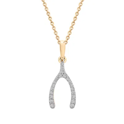 Miki & Jane Women's Gold Penny Diamond Wishbone Pendant