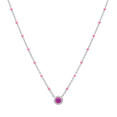 Miki & Jane Women's Orange Birthstone Enamel Necklace - Pink Sapphire