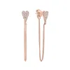 Miki & Jane Women's Orange / White Iveta- Diamond Chain Heart Earrings Set In 14k Pink Gold In Multi