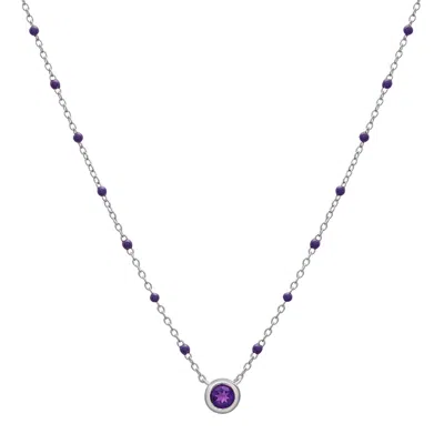 Miki & Jane Women's Pink Birthstone Enamel Necklace - Amethyst