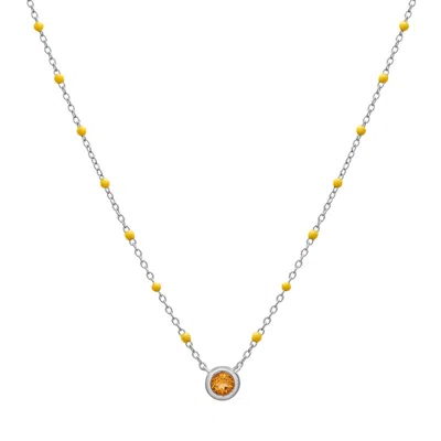 Miki & Jane Women's Pink Birthstone Enamel Necklace - Citrine