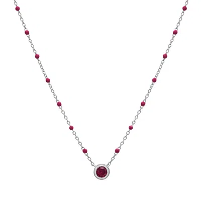 Miki & Jane Women's Pink Birthstone Enamel Necklace - Rhodolite