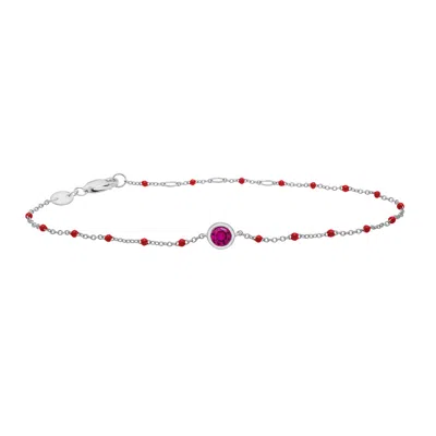 Miki & Jane Women's Red Birthstone Enamel Bracelet - Ruby