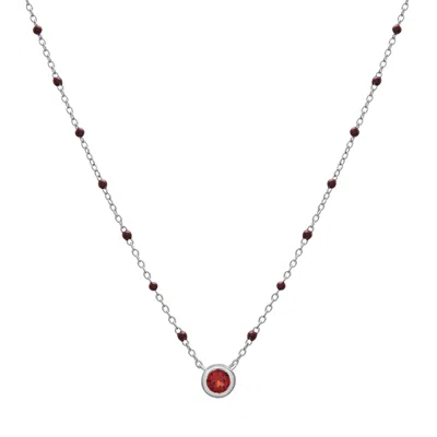 Miki & Jane Women's Red Birthstone Enamel Necklace - Garnet