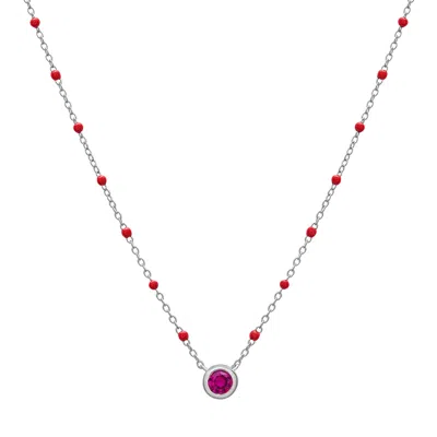 Miki & Jane Women's Red Birthstone Enamel Necklace - Ruby