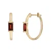 Miki & Jane Women's Red Hazel Single Garnet Gemstone Hoop Earrings In Red