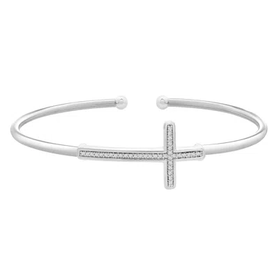 Miki & Jane Women's Silver Bruna Diamond Cross Bangle Bracelet In Gray