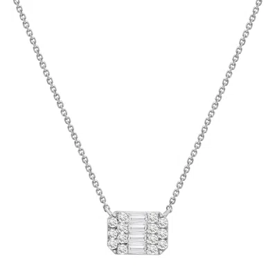 Miki & Jane Women's White Diamond Cushion Necklace Gold