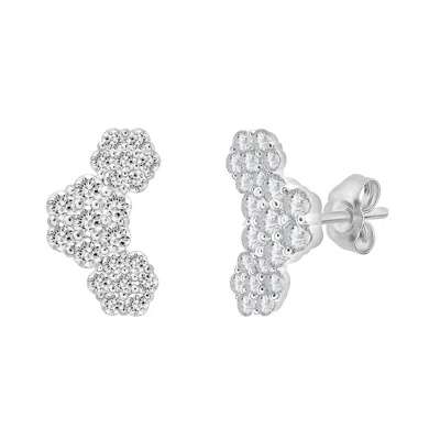 Miki & Jane Women's White Susan Diamond Cluster Flower Crawler Earrings