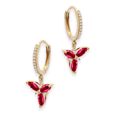 Miki & Jane Women's White / Yellow / Red Kristina Diamond & Ruby Huggie Earrings In Multi