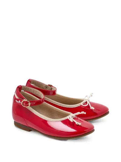 Miki House Kids' Ankle-strap Bow Ballet Flats In Red