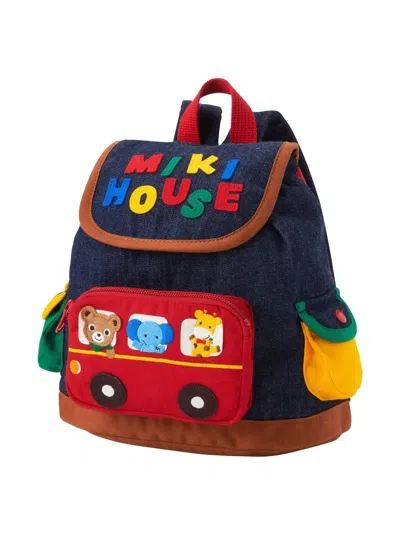 Miki House Kids' Appliqué-logo Backpack In Blue