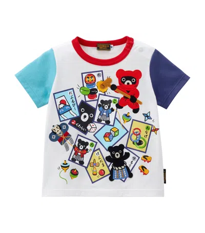 Miki House Kids' Bear Appliqué T-shirt In Red