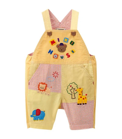 Miki House Bear-button Dungarees (6-36 Months) In Yellow