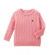 Miki House Bear Cable-knit Sweater In Pink