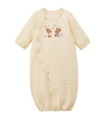 Miki House Kids'  Bear Embroidered Playsuit In Ivory