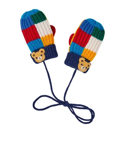 Miki House Kids' Bear Mittens In Blue