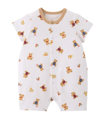 Miki House Kids' Bear Print Bodysuit In White