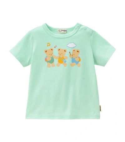 Miki House Kids' Bear Print Cotton T-shirt (2-5 Years) In Green