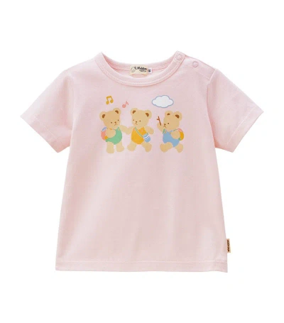 Miki House Kids' Bear Print Cotton T-shirt (2-5 Years) In Pink