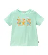 Miki House Bear Print Cotton T-shirt In Green