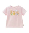 Miki House Bear Print Cotton T-shirt In Pink