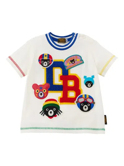 Miki House Kids' Bear T-shirt In White