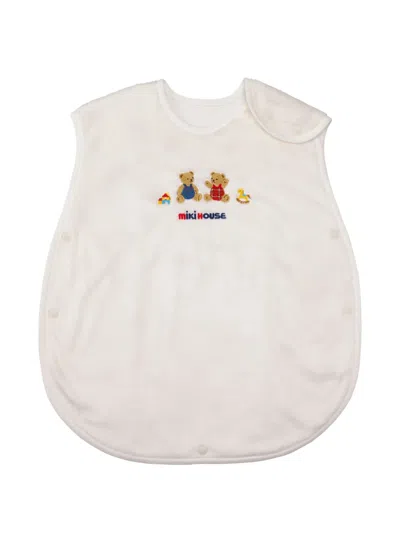 Miki House Babies' Bear-embroidered Fleece Sleeper In Multi
