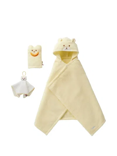 Miki House Kids' Bear-motif Hooded Poncho Set In Neutral