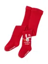 Miki House Bunny Logo-knit Socks In Red