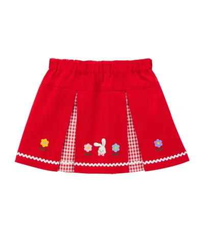 Miki House Kids' Check Pleated Skirt In Red