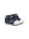 Miki House Check-print Touch-strap Sneakers In Blue