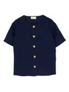 Miki House Collarless Short-sleeve Shirt In Blue