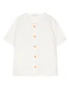 Miki House Collarless Short-sleeve Shirt In White