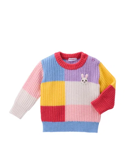 Miki House Kids' Colour-block Bunny Sweater In Multi