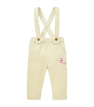 Miki House Kids' Corduroy Dungarees In Ivory