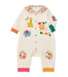 Miki House Cotton Animal-appliqué Playsuit In Neutral