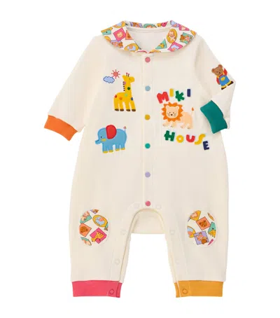 Miki House Kids' Cotton Animal-appliqué Playsuit