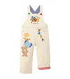 Miki House Cotton Animal Dungarees In Neutral