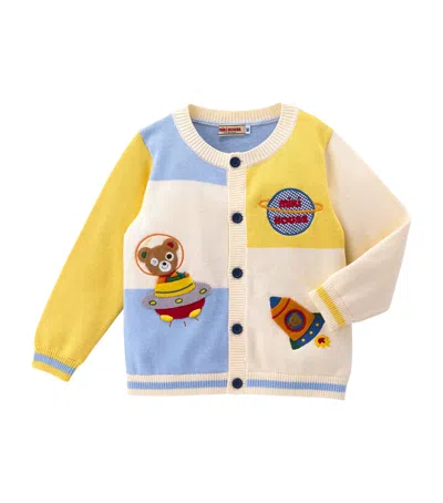 Miki House Kids' Cotton Appliqué Cardigan In Multi