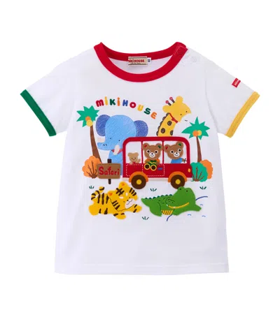 Miki House Kids' Cotton Appliqué T-shirt In White