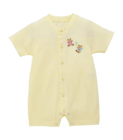 Miki House Kids'  Cotton Bear Playsuit In Yellow
