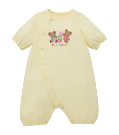 Miki House Kids'  Cotton Bear Playsuit In Yellow