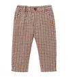 Miki House Cotton Check Trousers In Brown