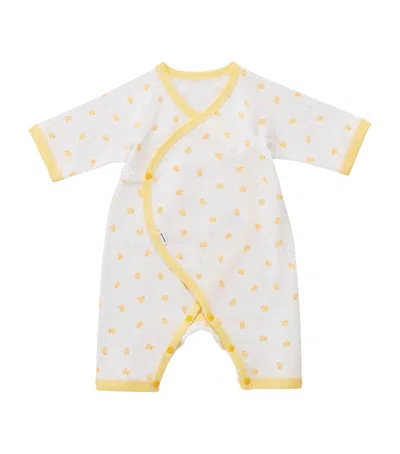 Miki House Kids'  Cotton Chick Print Playsuit In Yellow