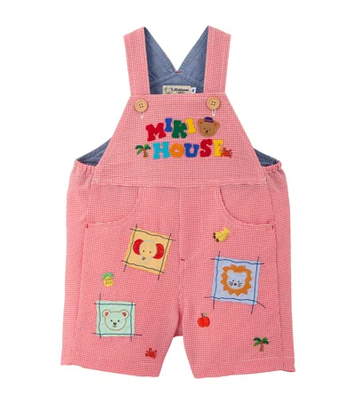 Miki House Kids' Cotton Classic Bear Dungarees In Pink