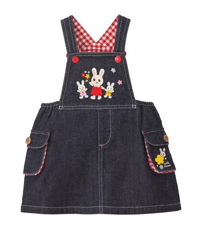 Miki House Kids' Cotton Dungaree Dress In Navy