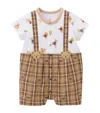 Miki House Cotton Dungaree Playsuit In Beige