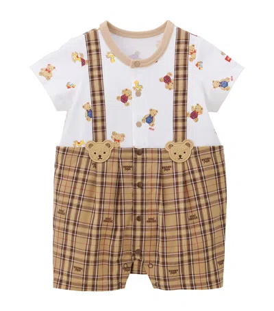 Miki House Kids' Cotton Dungaree Playsuit In Beige